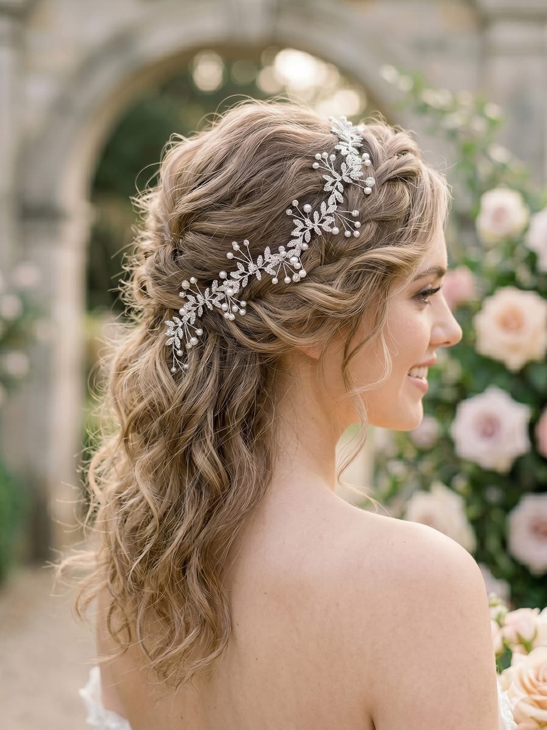 Tocado Aura en una novia