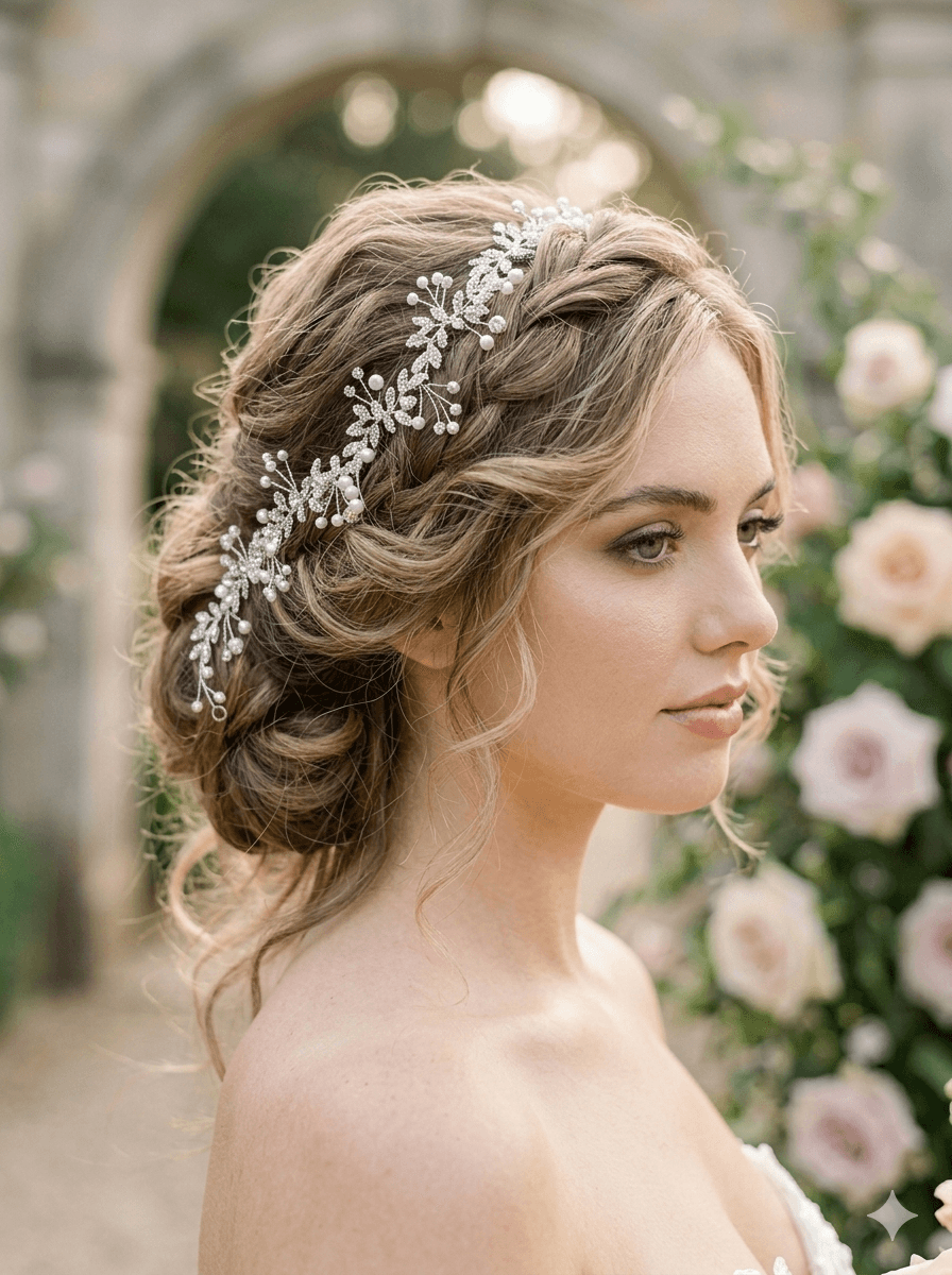 Tocado Aura en una novia